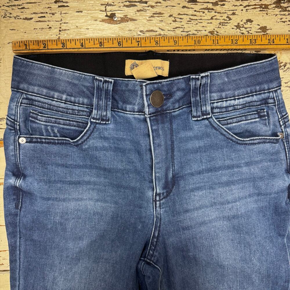 Democracy Ab Technology Jeans Women's Size 6 Mid-Rise Slim Straight Raw Hem - Picture 4 of 10